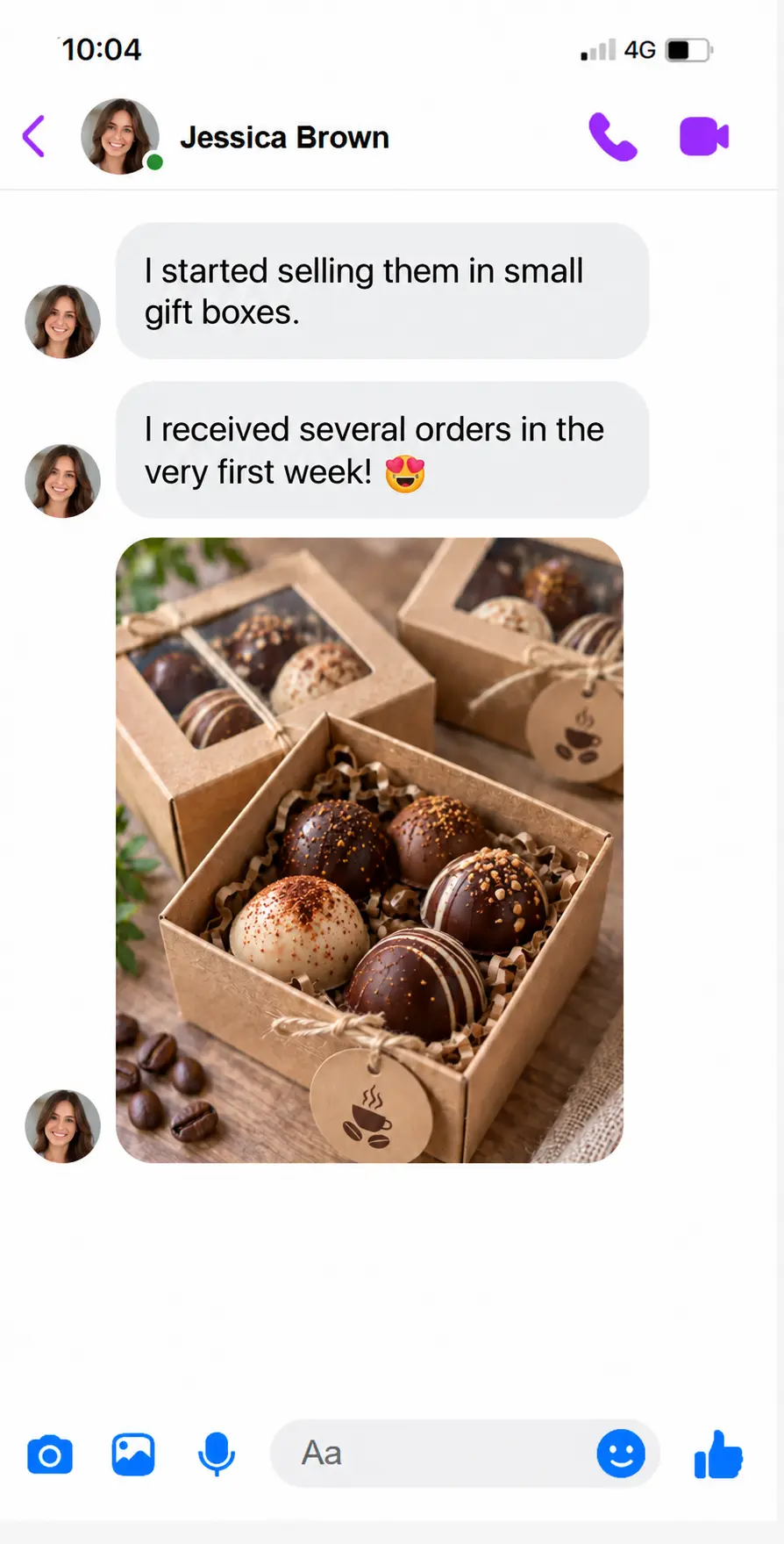 Jessica's review about the orders she received in her first week